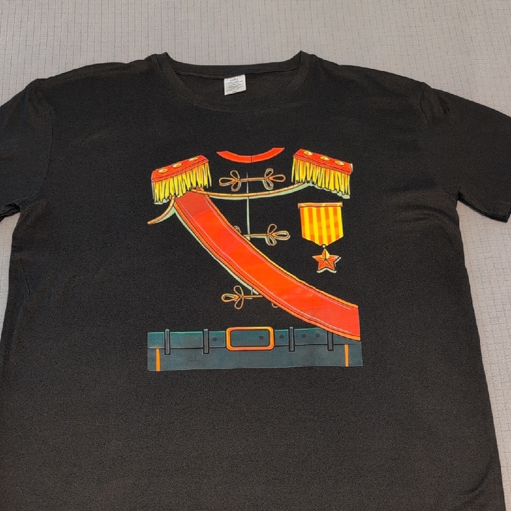 Black Graphic Tee with Red and Yellow Design